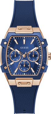 GUESS Multifunction Silicone Strap Watch, 35mm
