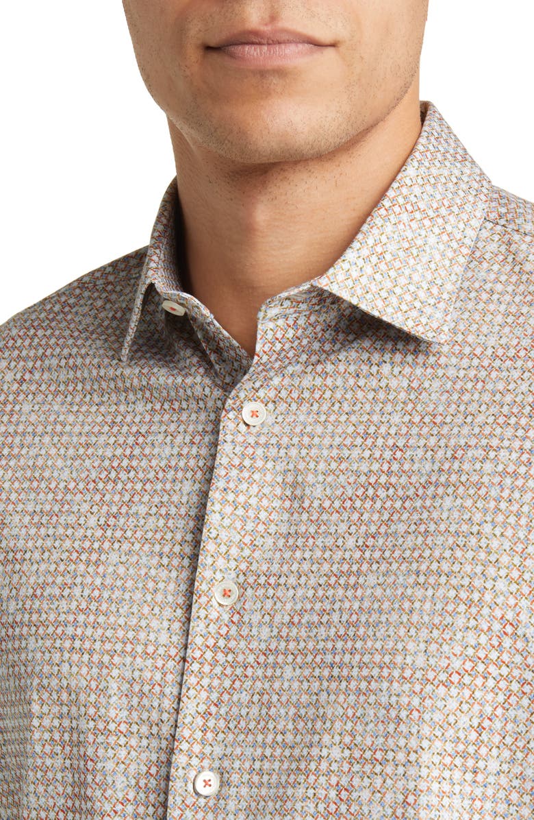Bugatchi James OoohCotton<sup>®</sup> Geometric Print Button-Up Shirt, Alternate, color, 