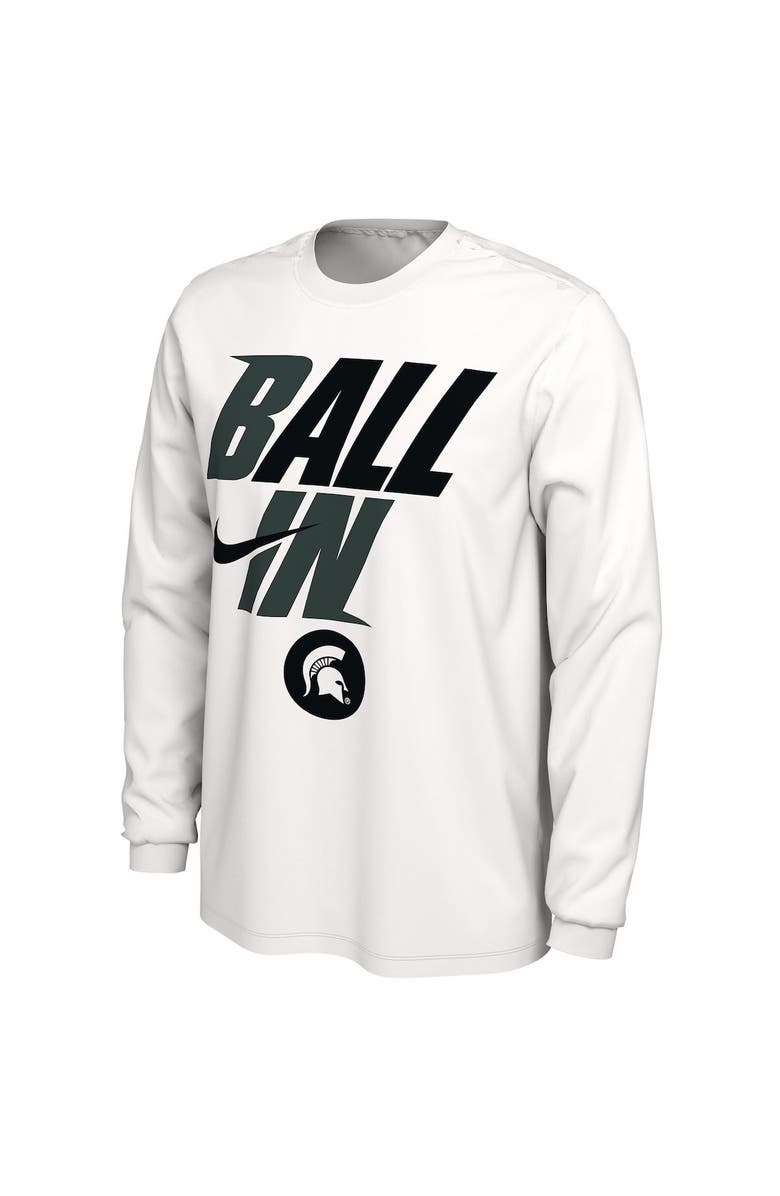 Nike Men's Nike White Michigan State Spartans Ball In Bench Long Sleeve T-Shirt, Alternate, color, 