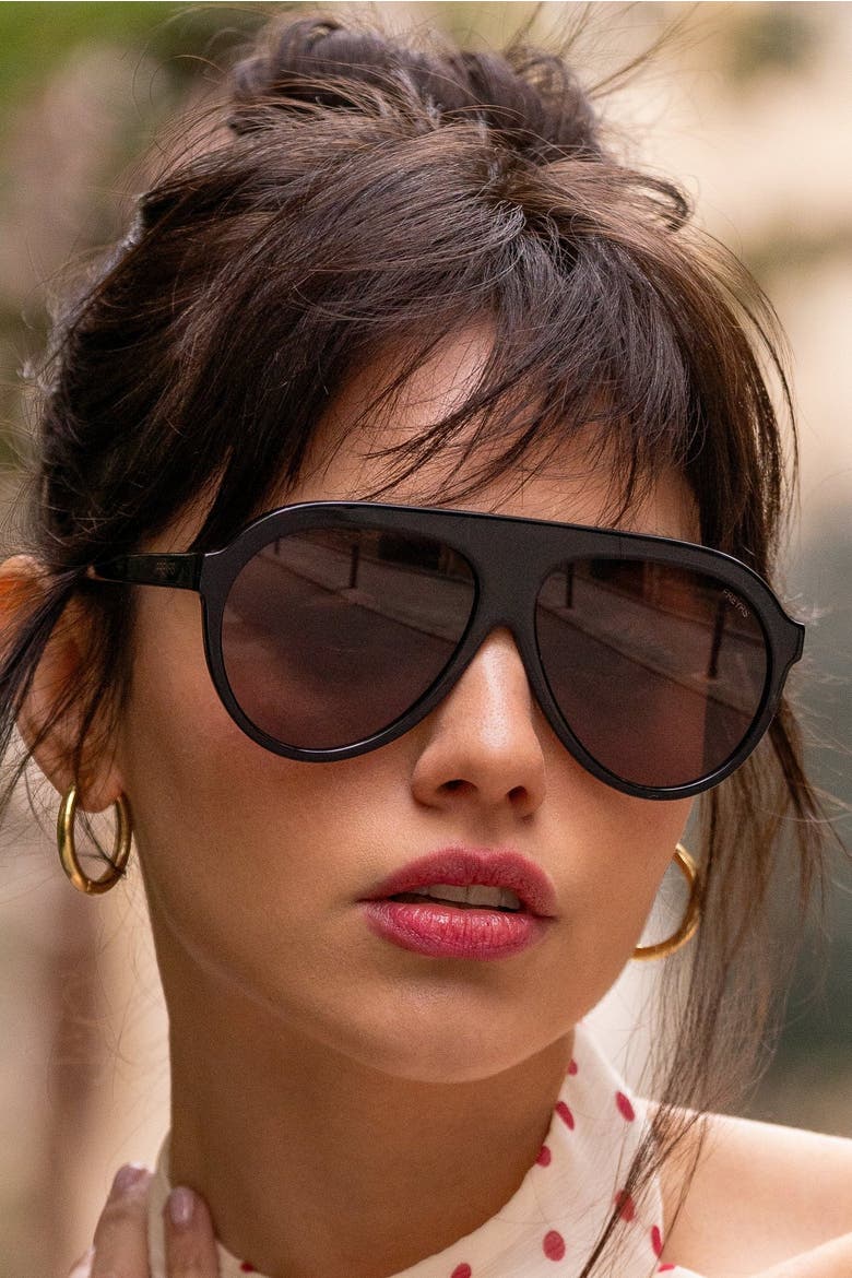 Maxwell Oversized Aviator Sunglasses, Alternate, color, Black
