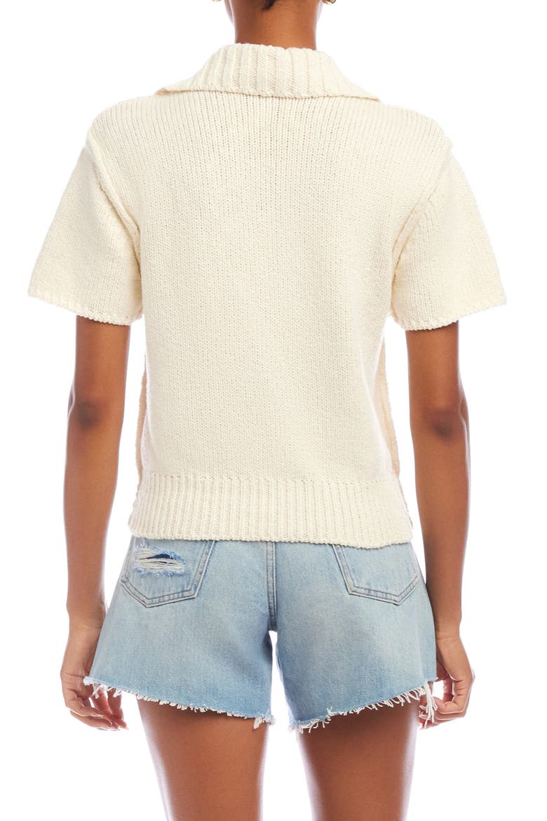 Evie Cotton Johnny Collar Polo, Alternate, color, CREAM
