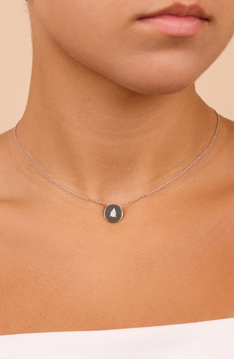 Sterling Forever Cassie Cubic Zirconia Circle Pendant Necklace, Alternate, color, Silver