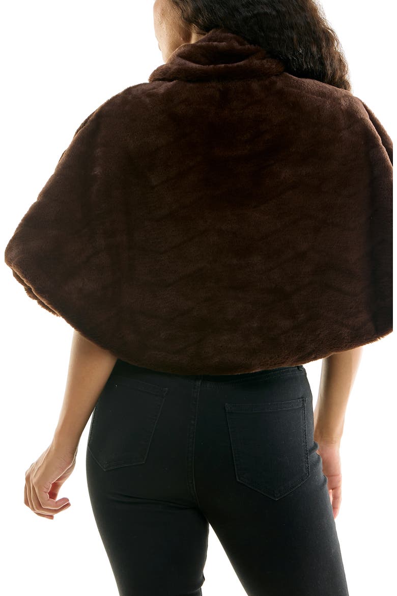 Faux Fur Capelet Bolero, Alternate, color, DEEP BROWN