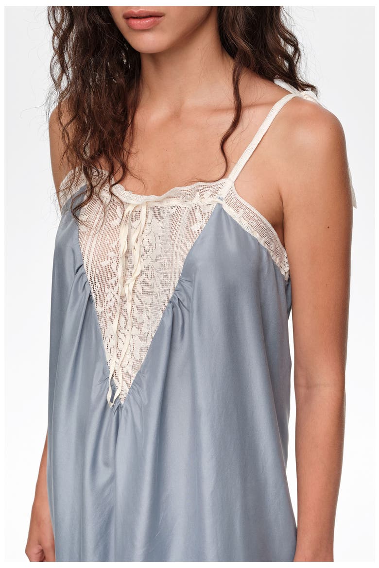 Silk Lace Strap Maxi Dress, Alternate, color, LIGHT BLUE