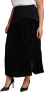 ELOQUII Mixed Media Pleated Skirt