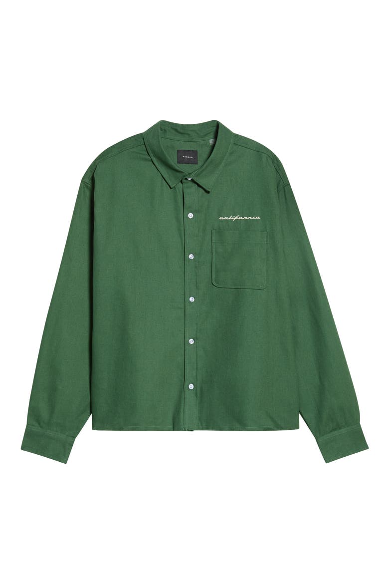 Sportster Cotton Canvas Button-Up Shirt, Main, color, GREEN