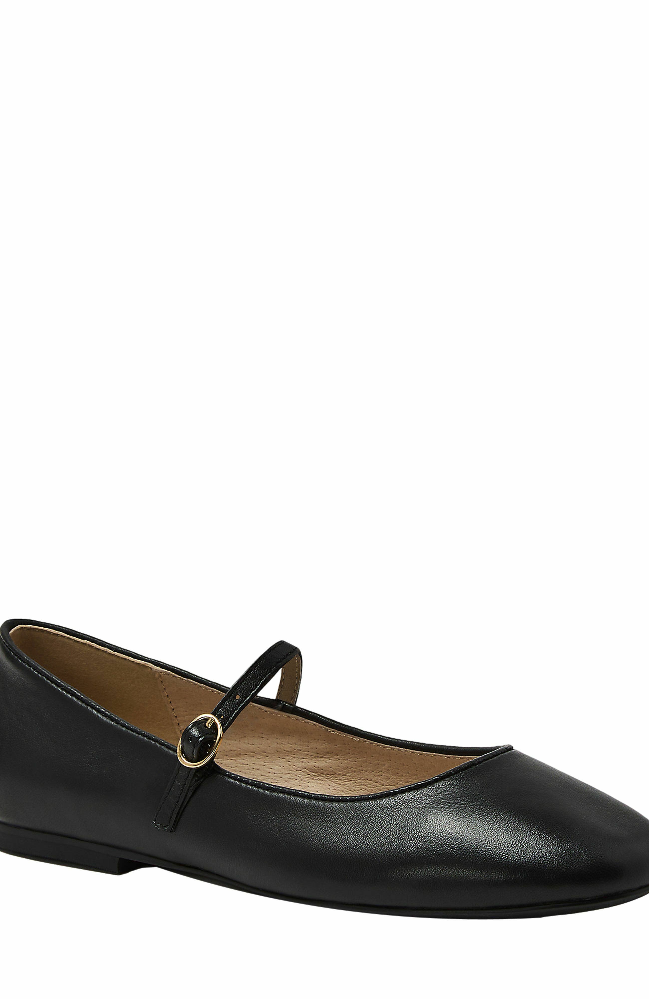 Lands' End Classic Leather Mary Jane Flats, Alternate, color, Black