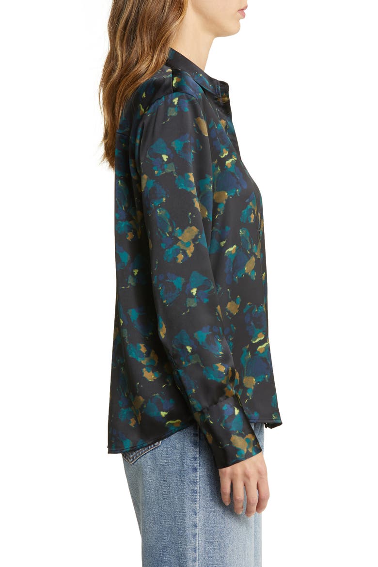Abstract Floral Button-Up Shirt, Alternate, color, BLACK- BLUE LAYERED FLORAL