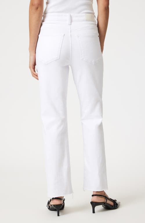 Mavi Jeans New York Raw Hem High Waist Straight Leg Jeans In White Flex Blue