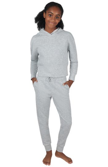 90 Degree By Reflex Kids' Two-piece Scuba Campout Hoodie & Joggers Set In Gray