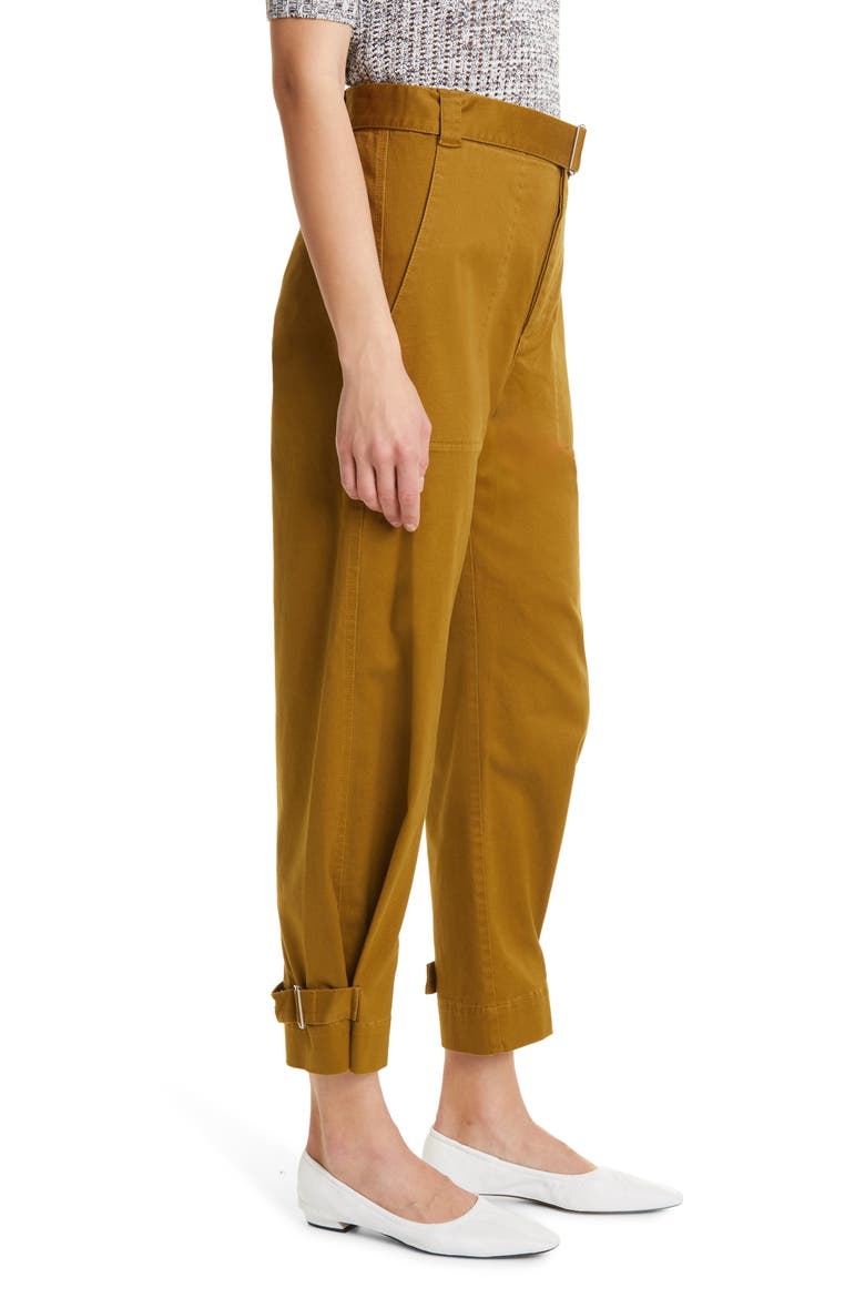 Crop Stretch Cotton Twill Pants, Alternate, color, OLIVE