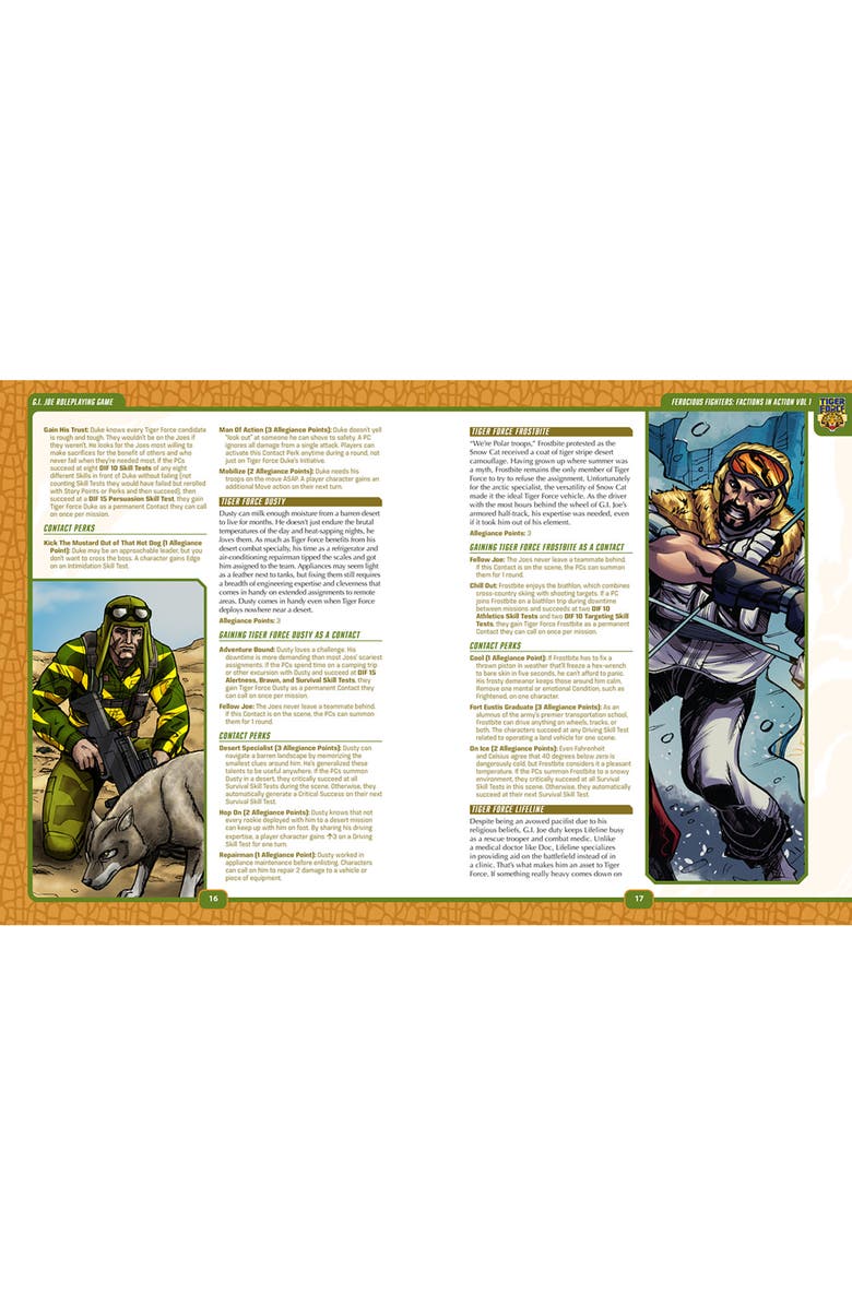 Renegade Game Studios G.I. JOE RPG Ferocious Fighters Factions in Action Vol. 1 Hardcover Sourcebook, Alternate, color, 