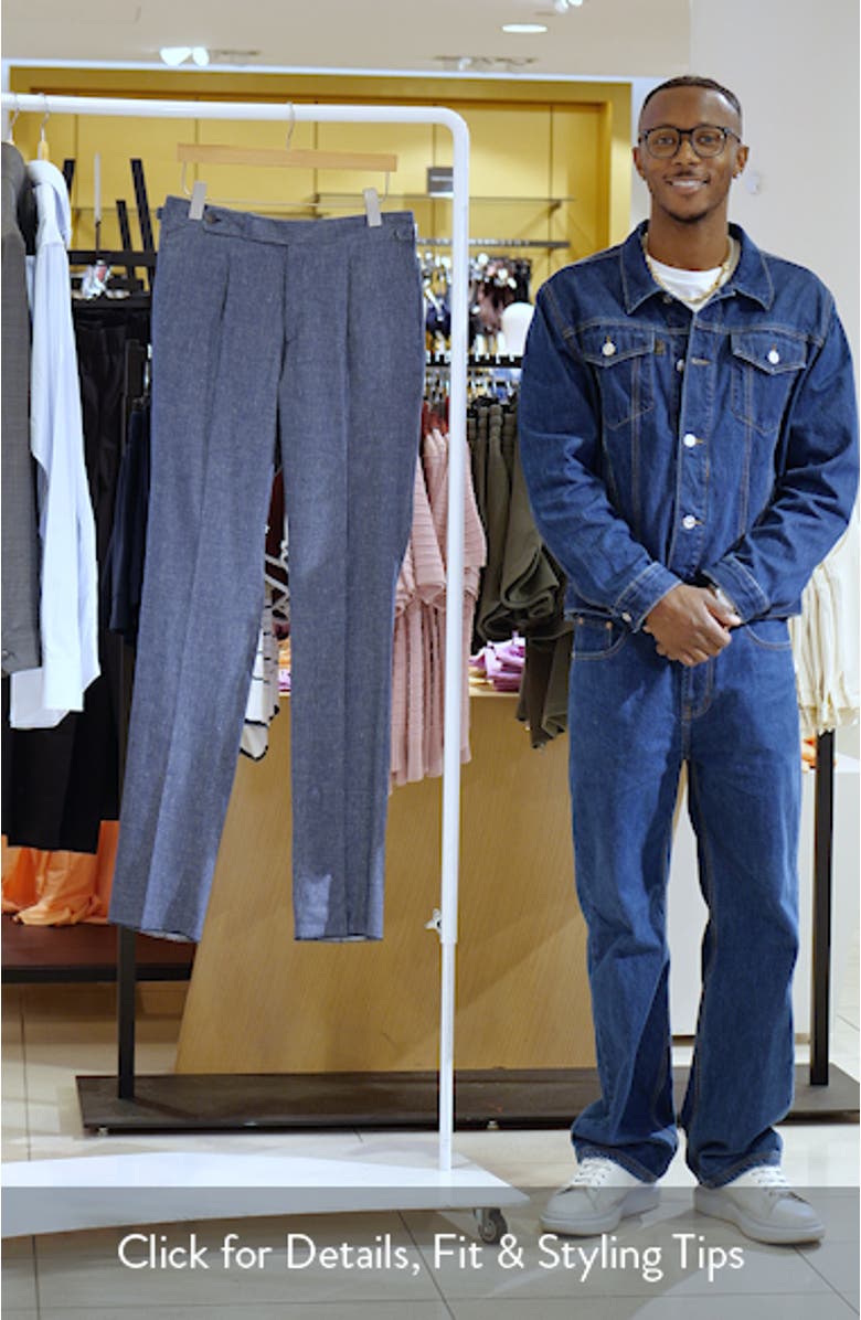 Parma Pleated Linen & Cotton Stretch Twill Dress Pants, sales video thumbnail