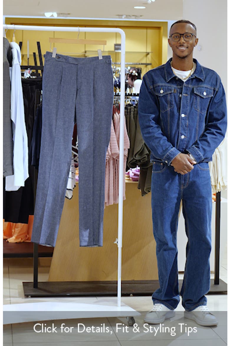 Parma Pleated Linen & Cotton Stretch Twill Dress Pants video