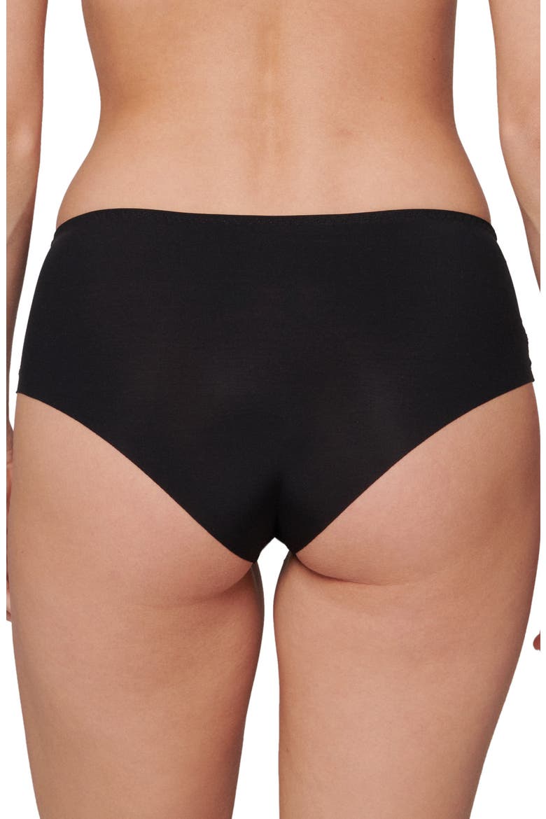 'Saga' Embroidered Boyshort Briefs, Alternate, color, BLACK