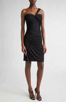 One-Shoulder Twist Front Jersey Minidress