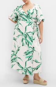 City Chic Leilani Leaf Print Maxi Dress
