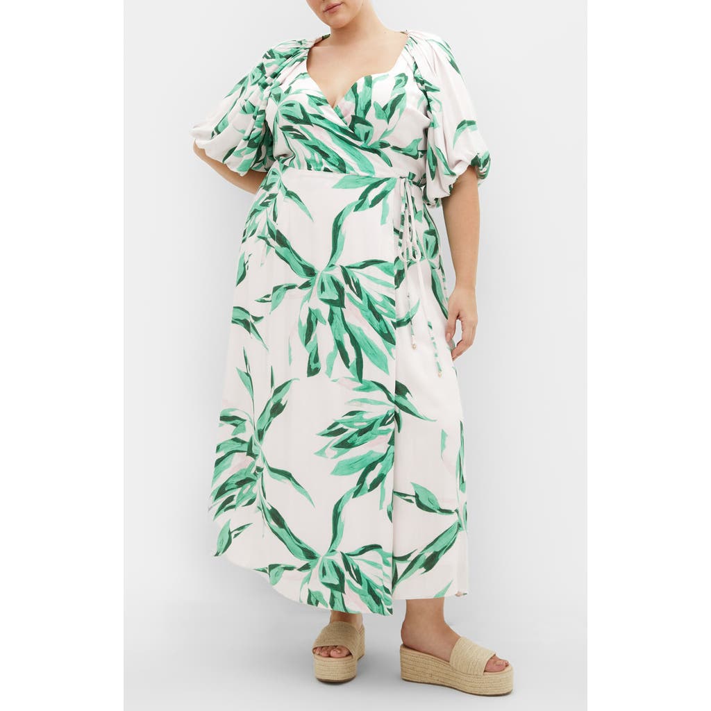 City Chic Leilani Leaf Print Maxi Dress In Kelly Floral