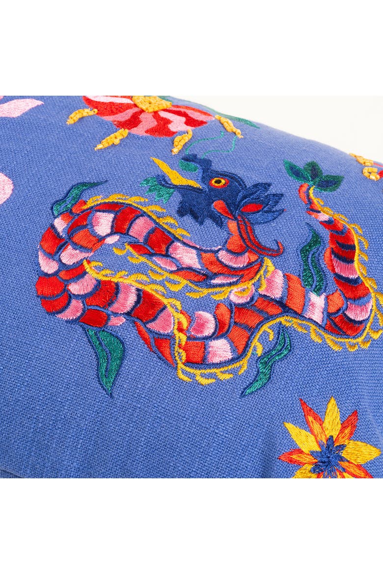 Ghuni Fringed Tasseled Embroidered 100% Cotton Home Accent, Alternate, color, Blue