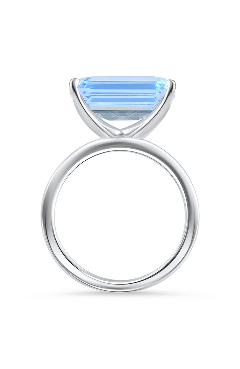 Bliss Diamond 14x10mm Emerald Cut East to West Blue Topaz Solitaire Ring Gold, Alternate, color, 10K White Gold