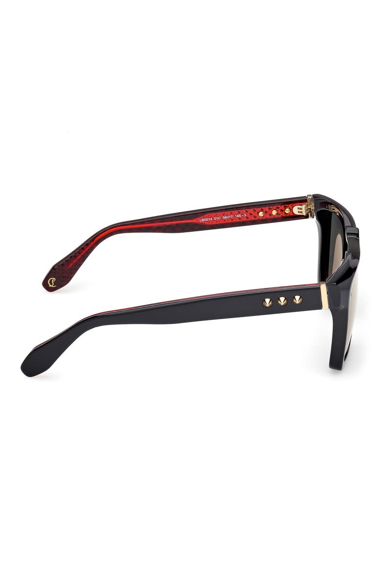 56mm Square Sunglasses, Alternate, color, BLACK / GOLD / ZEISS SMOKE