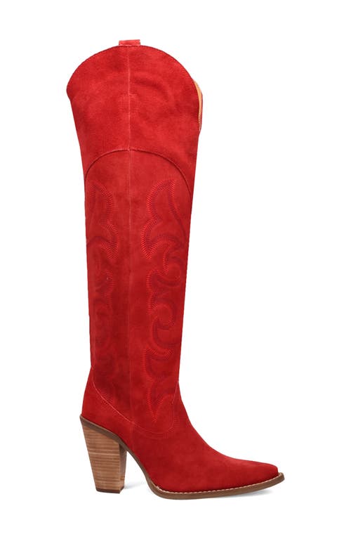 Dingo Primadonna Pointed Toe Over The Knee Western Boot In Red