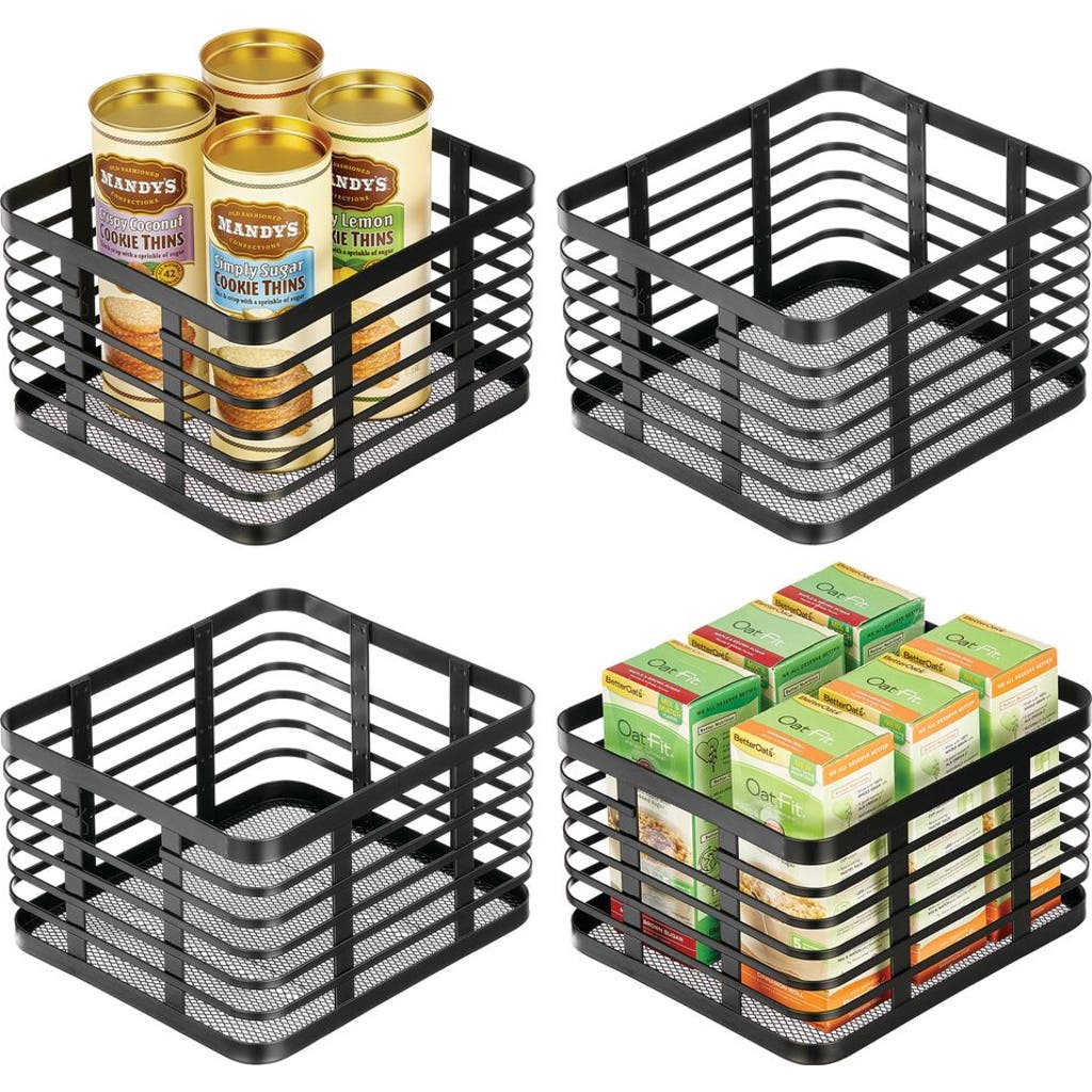 Mdesign Metal Pantry Basket With Handles In Black