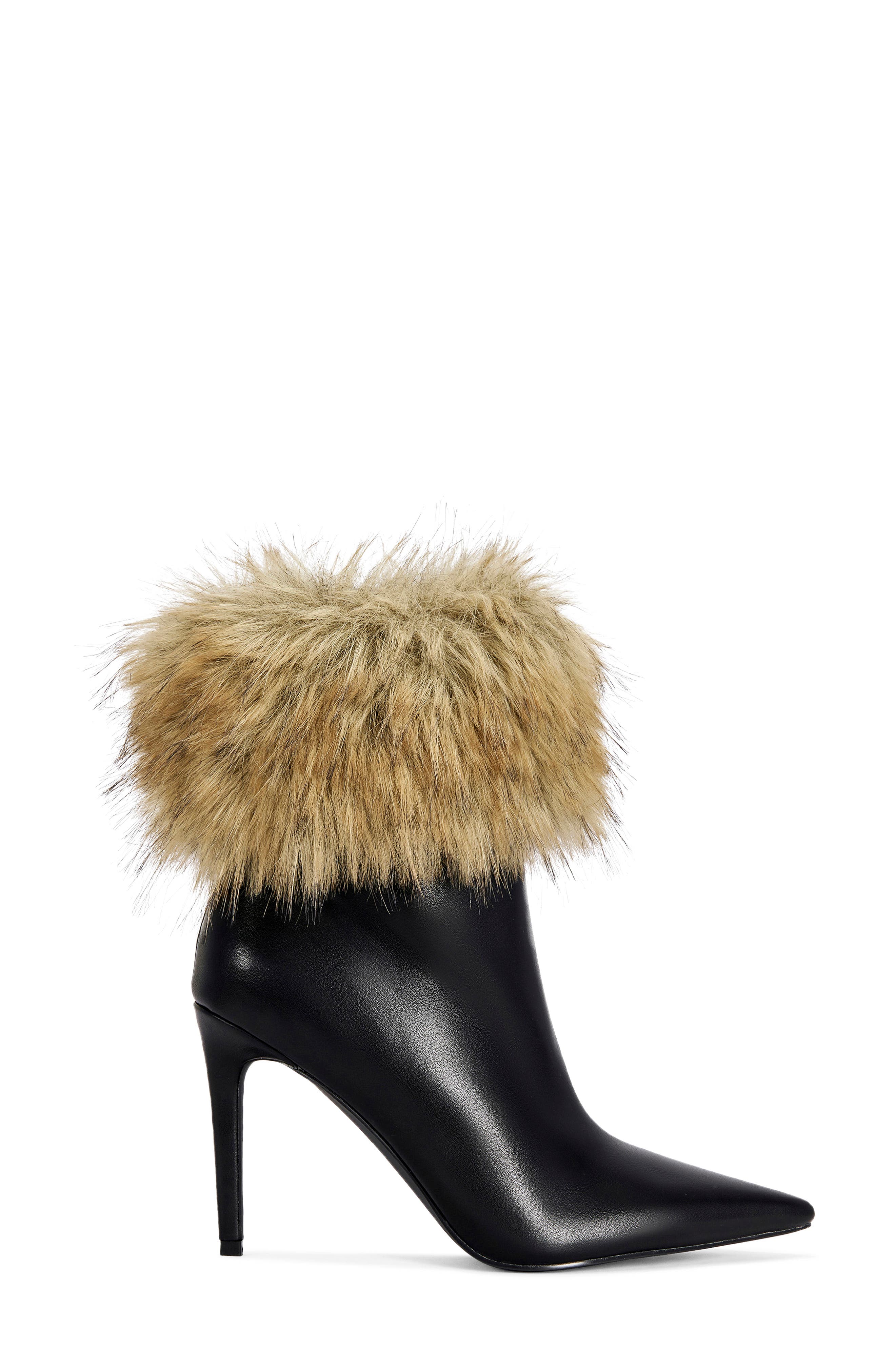 Prima Faux Fur Trim Bootie, Alternate, color, BLACK