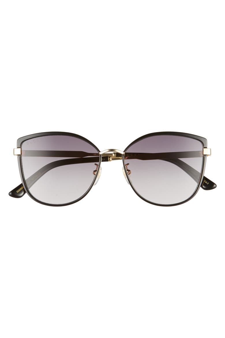 57mm Gradient Cat Eye Sunglasses, Alternate, color, BLACK/ GREY GRADIENT