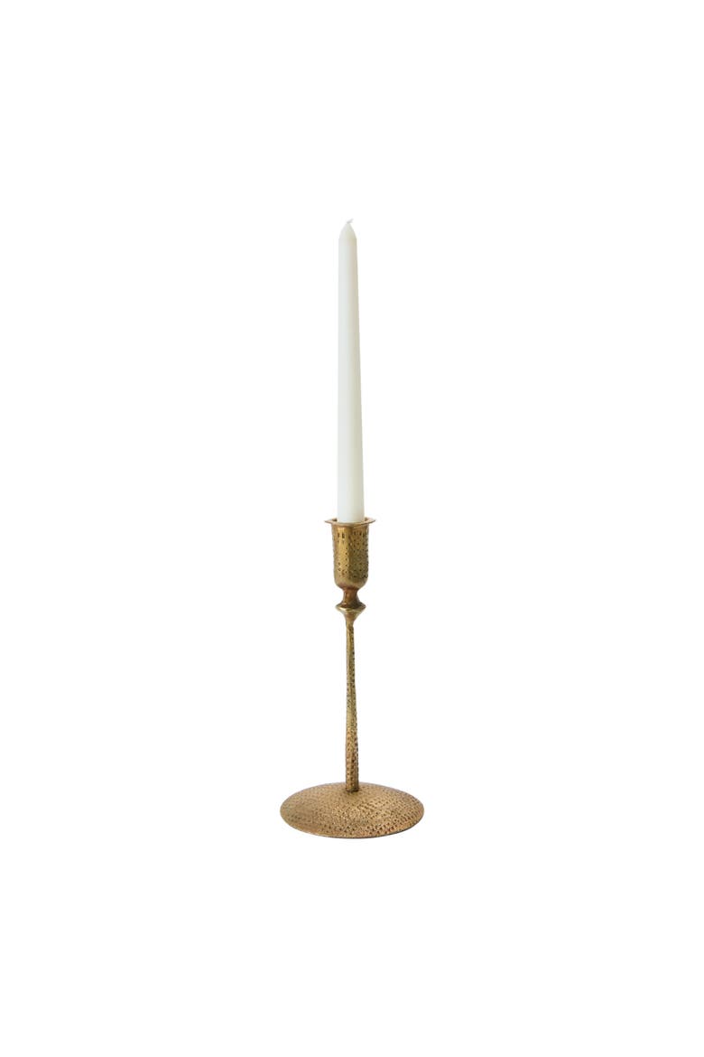 Hand-Forged Hammered Metal Taper Holder, Antique Brass Finish, Alternate, color, Brass