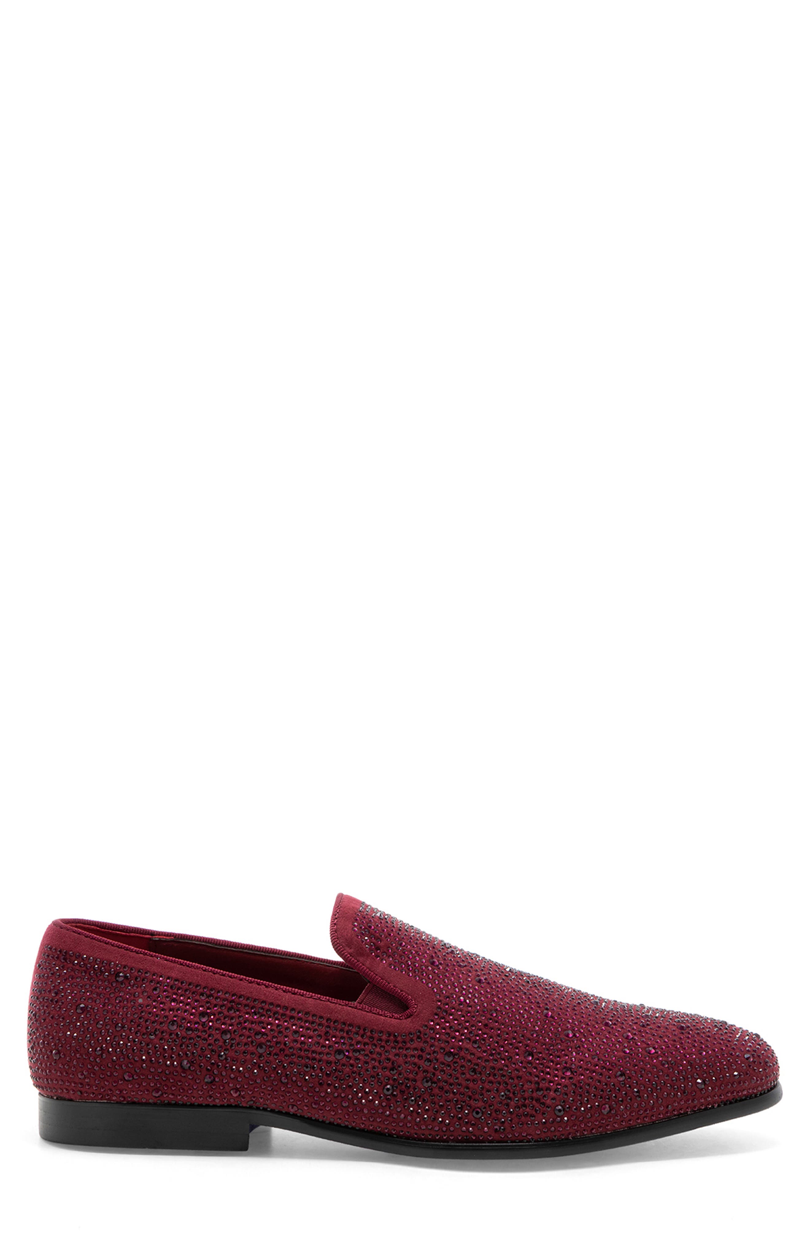 Lavish Studded Smoking Slipper, Alternate, color, BURGUNDY