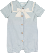 Charlotte & George Short Puff Sleeves Romper in Woven Fabric