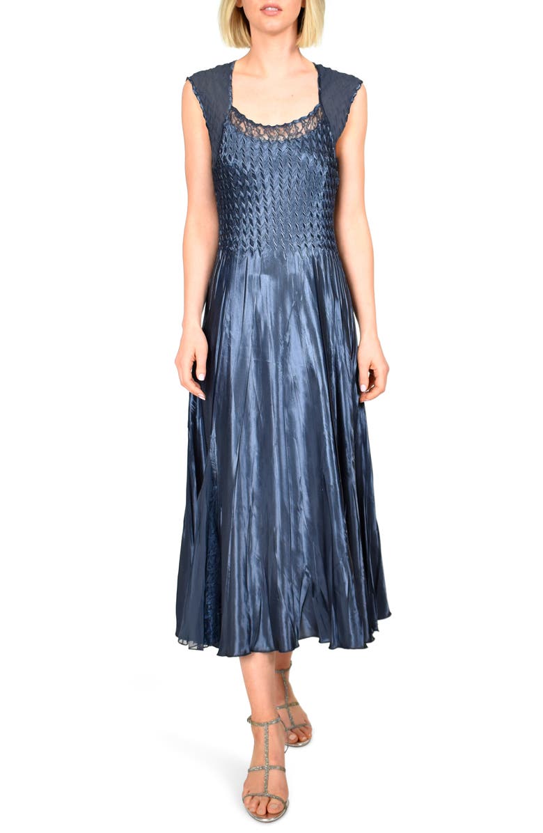 Komarov Charmeuse Midi Dress with Jacket, Alternate, color,