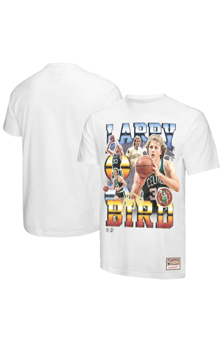 Mitchell & Ness Men's Mitchell & Ness Larry Bird White Boston Celtics Commemorative Collage T-Shirt, Alternate, color, White