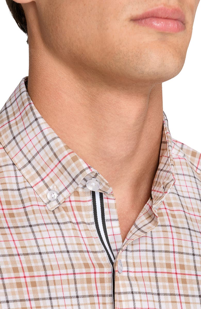 Brooklyn Brigade Plaid Woven Short Sleeve Basic, Alternate, color, Tan