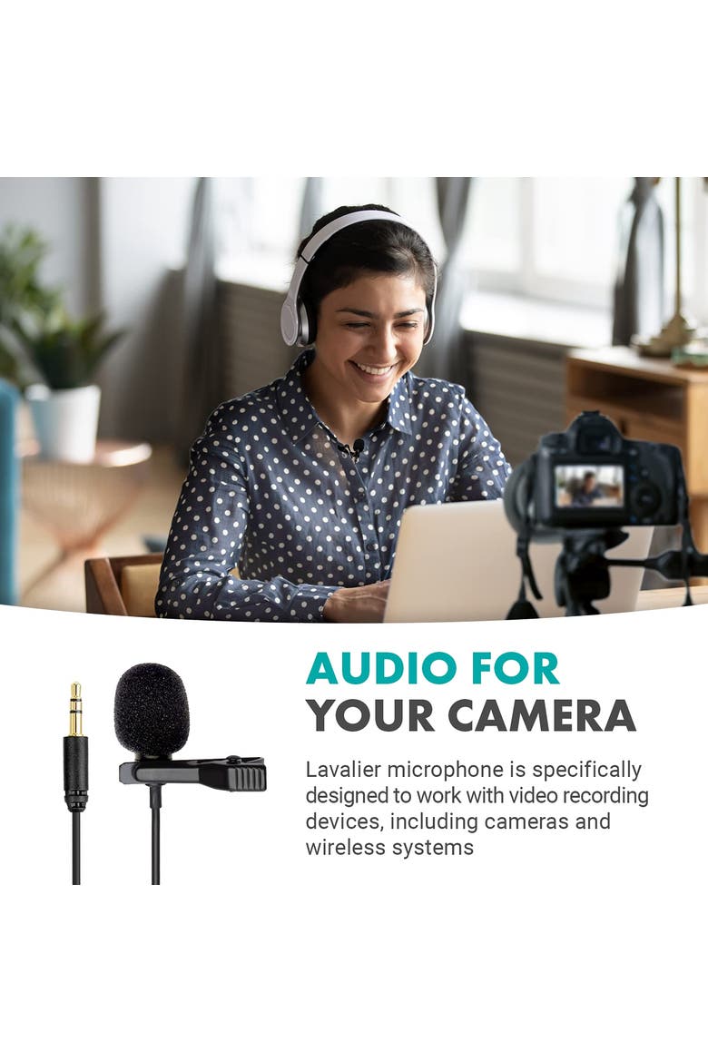 DOM1 Lavalier Omnidirectional Condenser Microphone for DJI Osmo Handheld 4K Camera, Alternate, color, Black