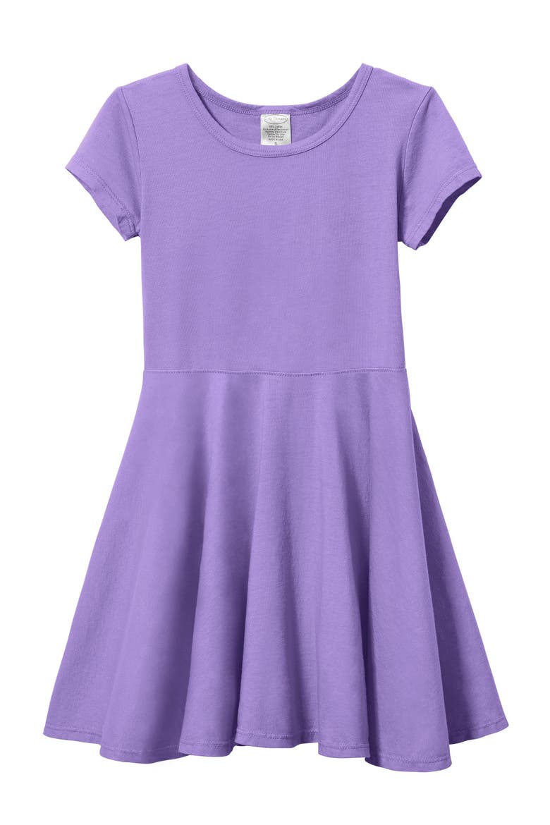 Baby Girls 100% Cotton Jersey Short SleeveTwirly Skater Dress, Alternate, color, Deep Purple