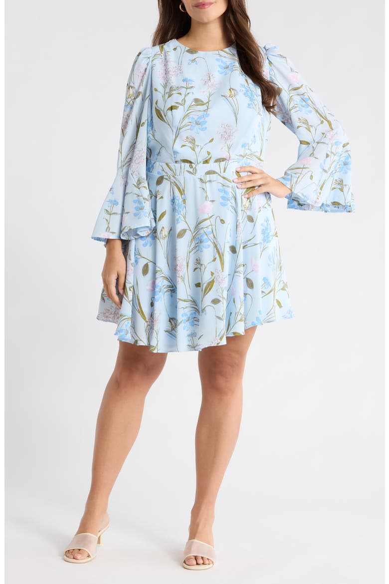 Leida Yara Floral Flare Minidress, Main, color, BABY-BLUE