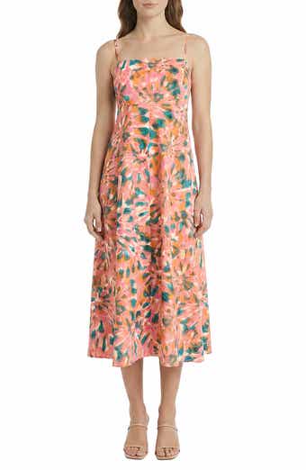 Floral Empire Waist Stretch Cotton Midi Dress