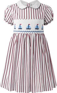 Rachel Riley Sailboat Smocked Stripe Dress