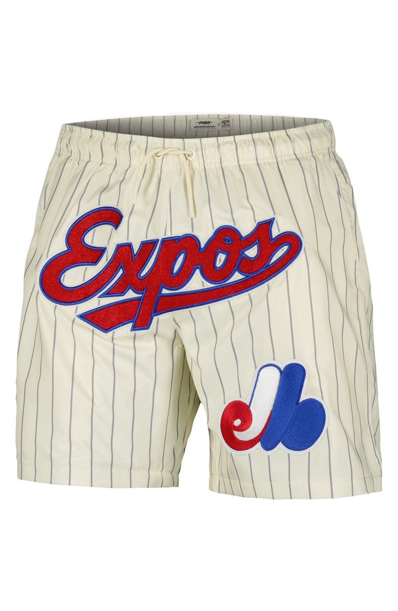 PRO STANDARD Men's Pro Standard Cream Montreal Expos Pinstripe Retro Classic Woven Shorts, Alternate, color, Cream