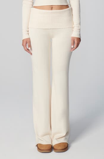 Florence By Mills Foldover Cotton Blend Pants In White