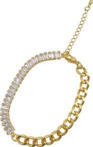 Adornia 14K Gold Plate Baguette Crystal Chain Bracelet