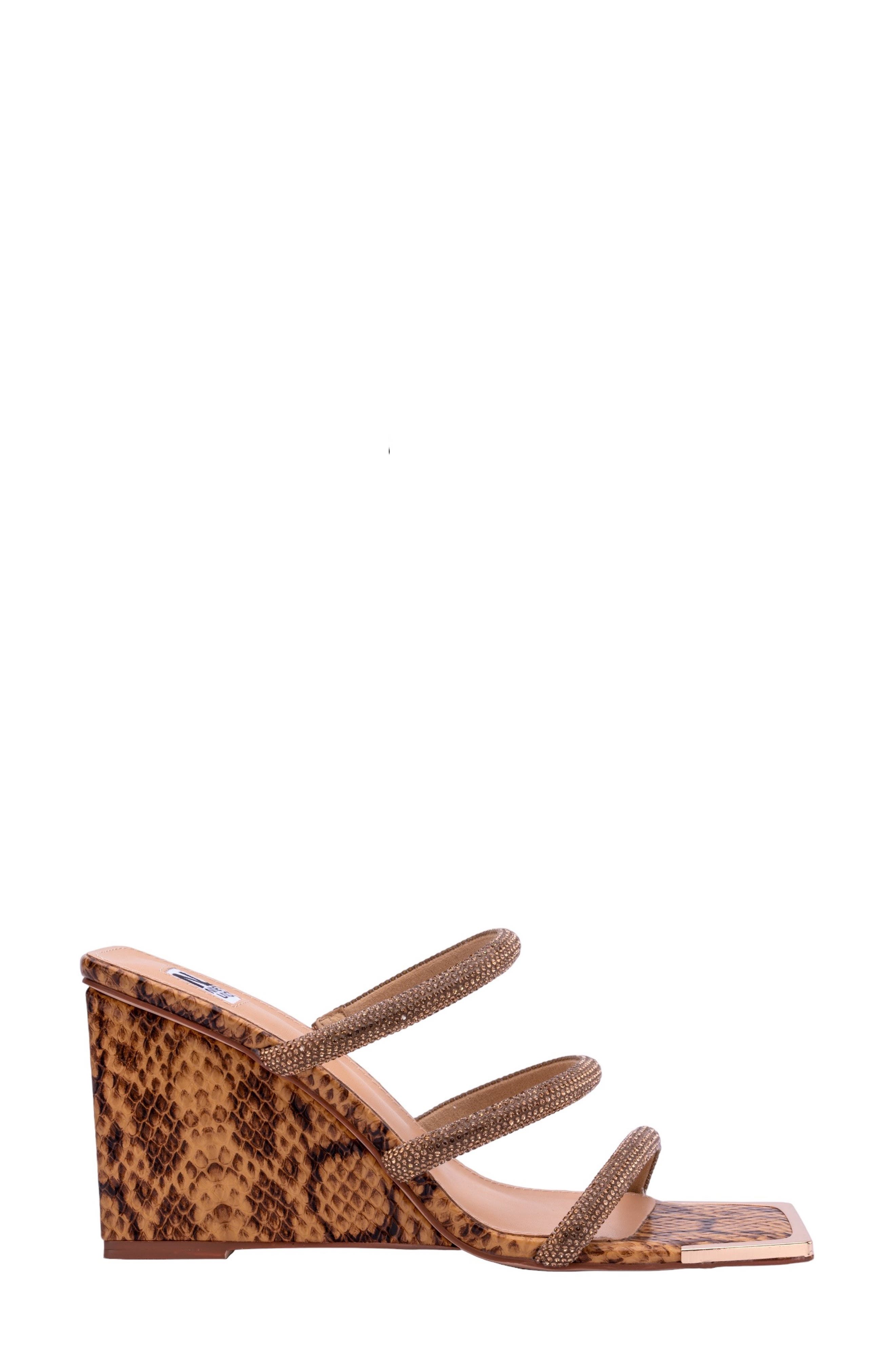 NINETY UNION Angel Snake Embossed Wedge Heel Sandal, Alternate, color, Camel