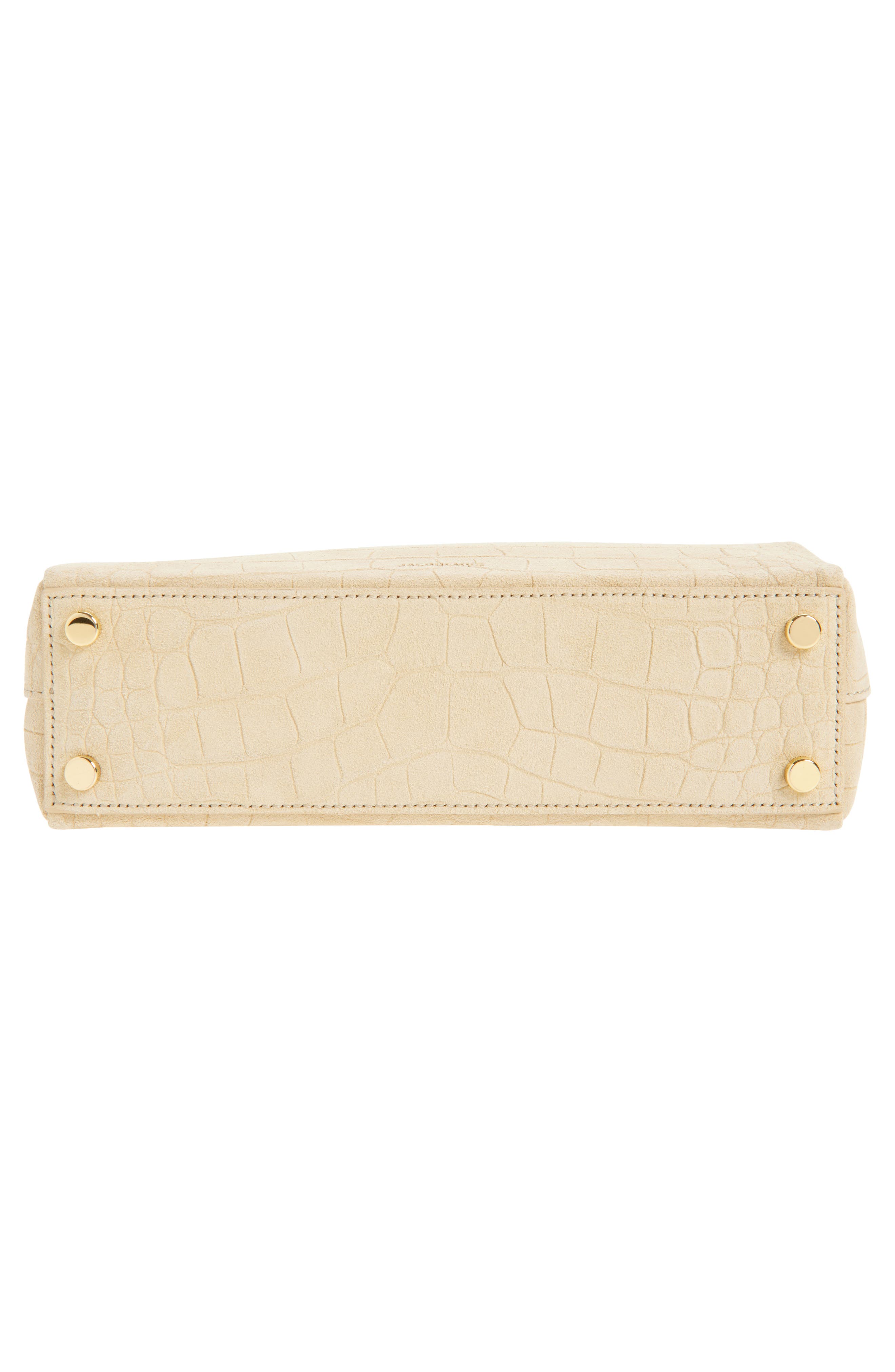 Jacquemus Le Petit Valerie Croc Embossed Suede Top Handle Bag, Alternate, color, Beige 150