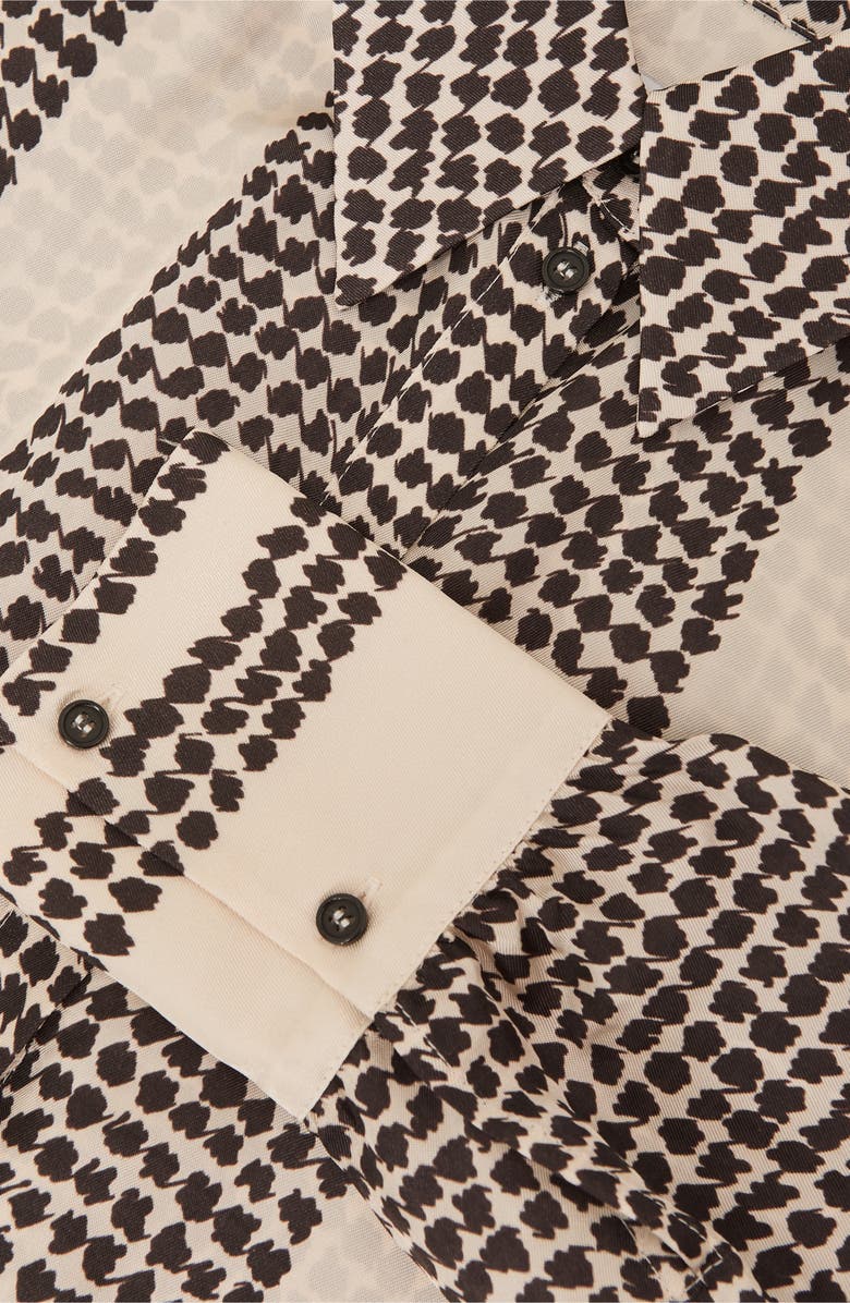 Reiss Harper Houndstooth Tuxedo Bib Button-Up Shirt, Alternate, color, Ivory/ Black