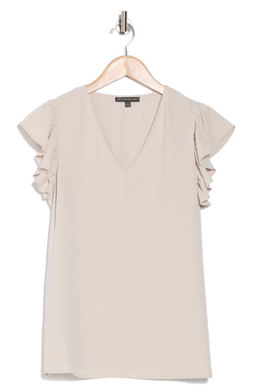ADRIANNA PAPELL ADRIANNA PAPELL FLUTTER SLEEVE CRINKLED SATIN BLOUSE