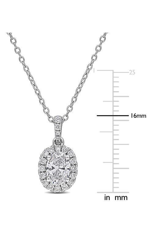 Created Forever 1ct Tgw Oval And Round-cut Lab Grown Diamond Halo Pendant With Chain In Sterling Sil In Silver
