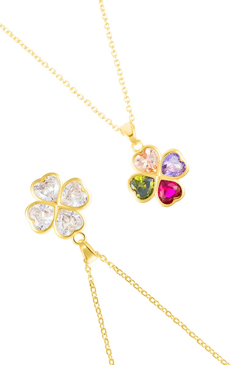 Adornia Set of 2 Clover Pendant Necklaces, Main, color, Gold