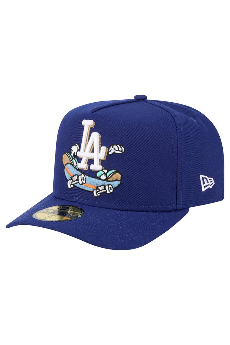 Men's New Era Dark Blue Los Angeles Dodgers Cartoon A-Frame 59FIFTY Fitted Hat, Alternate, color, Dark Blue